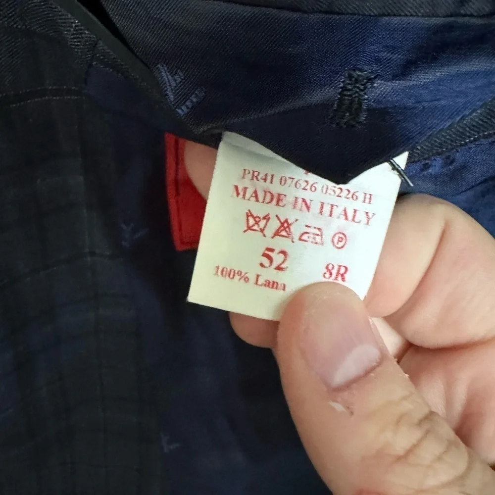 ISAIA Navy Fully Canvassed Checkered Blazer